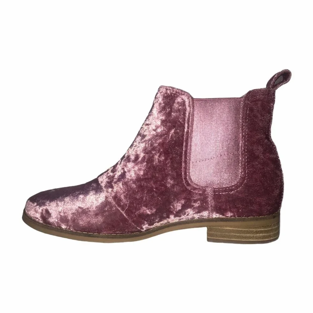 NWT Toms Ella Faded Rose Velvet Ankle Boots 6N Narrow Purple - Picture 4 of 11